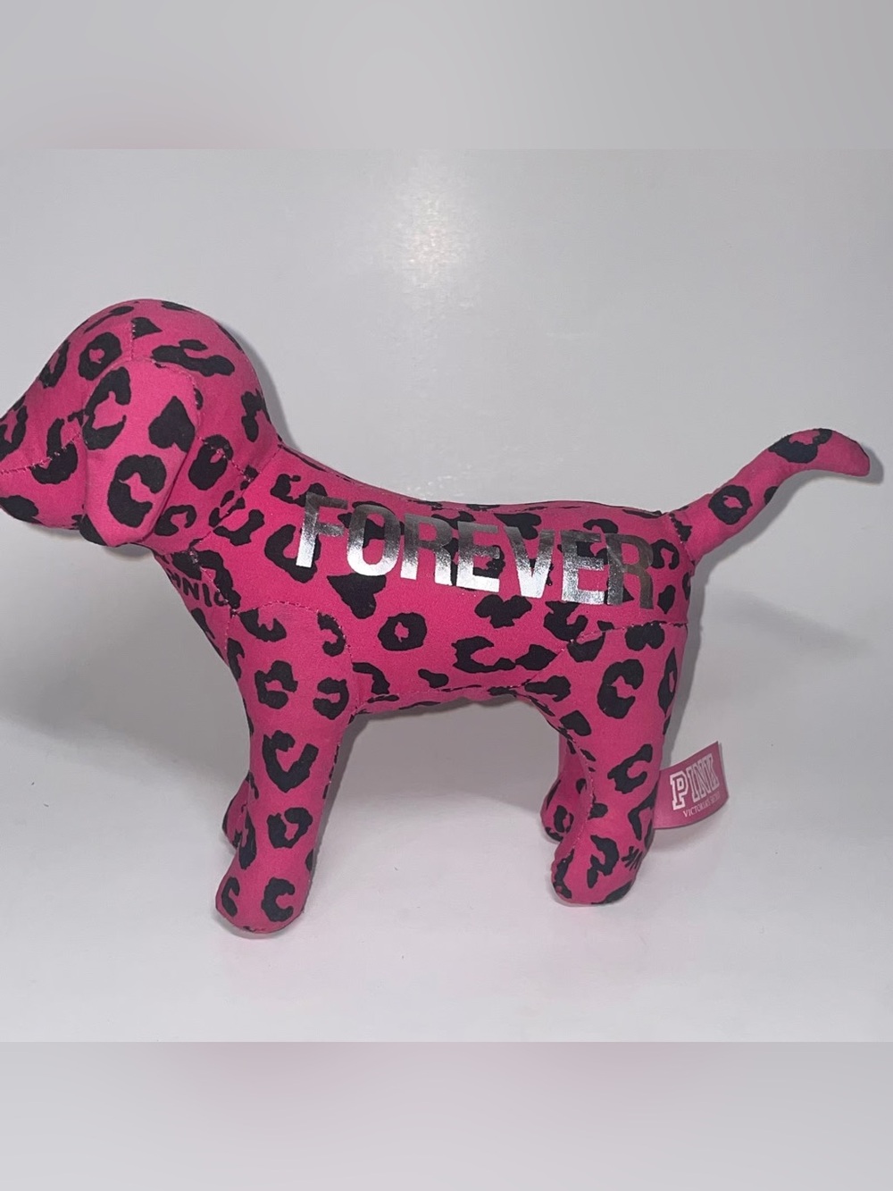 Victorias Secret PINK Leopard Dog Plush Hot Pink “FOREVER” Y2K Retro Collectible